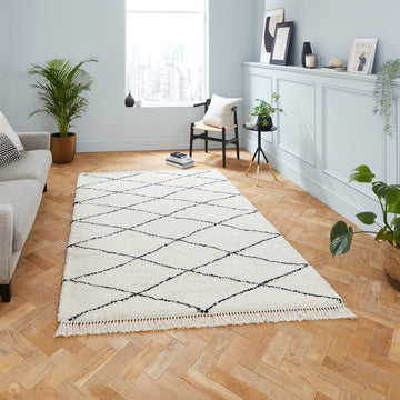 Scandi-Boho RL08 Modern Moroccan Berber Soft Plush Shaggy White/Black Rug-Rug Love Exclusive-Rug Love - The Most Loved Rug Store